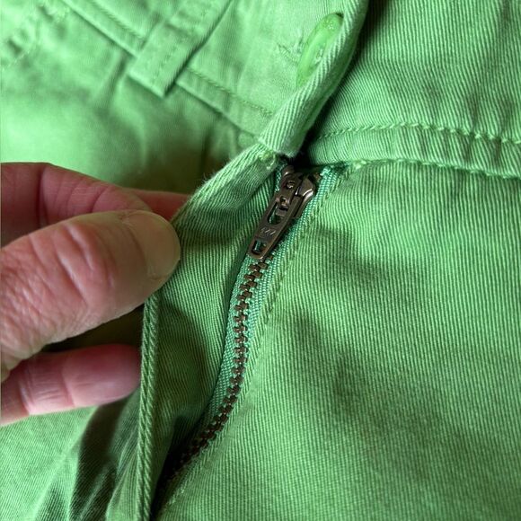 LL Bean Straight Leg Cropped Pants Green Cotton Womens Size 4 Petite - Picture 5 of 8